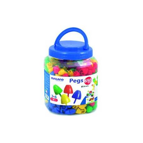 Juego Didactico a partir de 3 años Pegs 20mm 650 piezas Miniland