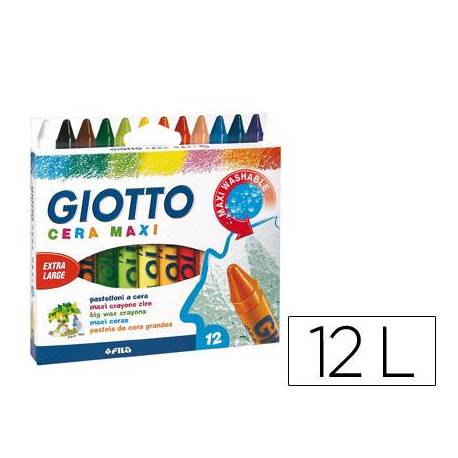 Lapices cera Giotto Maxi caja de 12 unidades colores surtidos