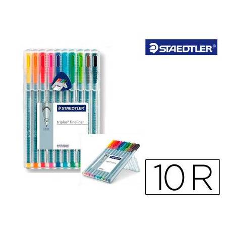 Rotulador Staedtler Triplus Fineliner surtido pack 10 punta fina lavable triangular