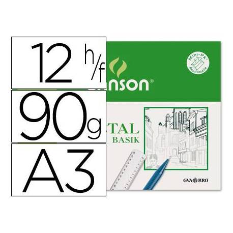 Papel vegetal Guarro A3 gramaje 90 g/m2 12 hojas