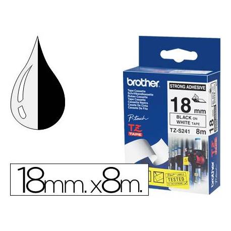 Cintas Brother TZ-S241 18mm (ancho) x 8m (largo) laminada Blanco/negro