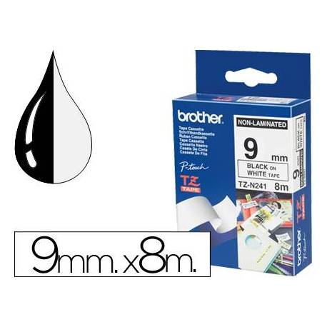 Cintas Brother TZ-N221 9mm (ancho) x 8m (largo) no laminada Blanco/negro