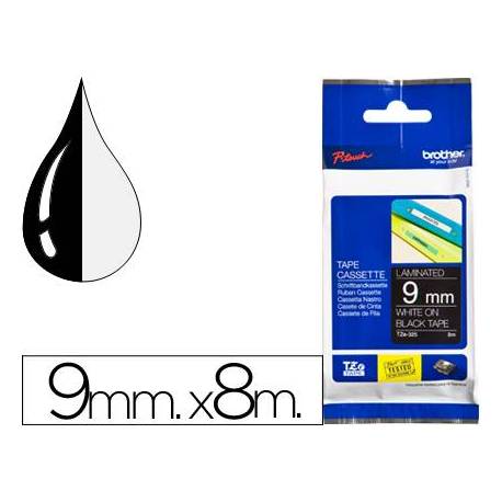 Cintas Brother TZE-325 9mm (ancho) x 8m (largo) laminada negro/blanco