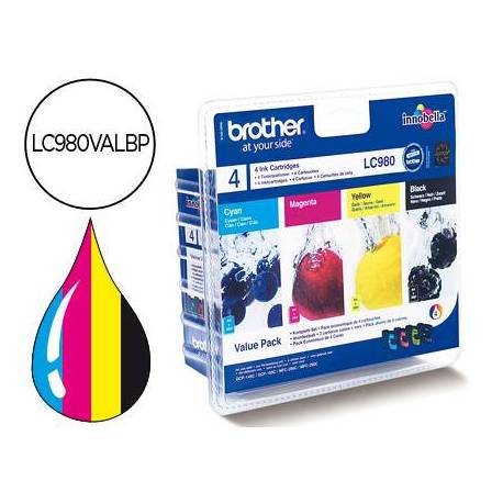 Cartucho Brother LC980VALBP Tricolor + Negro dcp-145 dcp-165 mfc-250 mfc-290