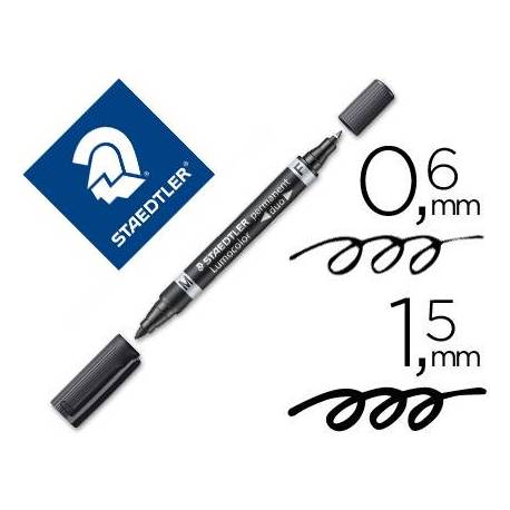 Rotulador Permanente Staedtler Lumocolor Dúo 348 Color Negro Doble Punta