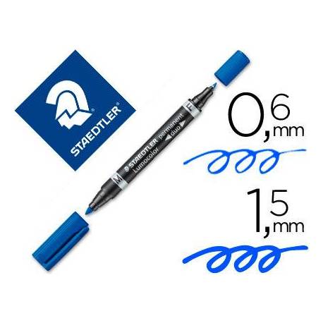 Rotulador Permanente Staedtler Lumocolor Dúo 348 Color Azul Doble Punta