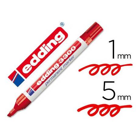 Rotulador Permanente Edding 3300 Rojo Punta Biselada