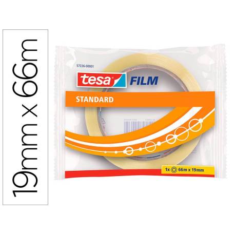 Cinta adhesiva marca Tesa standard 66 mt x 19 mm.