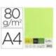 PAPEL COLOR LIDERPAPEL DIN A4 80 GR VERDE NEON PAQUETE DE 500 HOJAS