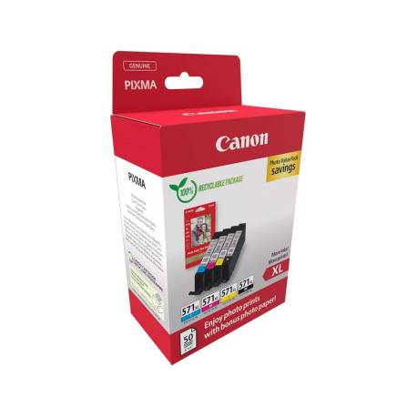 INK-JET CANON CLI-571XL PIXMA MG6852/TS6050/TS8050 MULTIPACK DE 4 UNIDADES NEGRO/AMARILLO/CIAN/MAGENTA 0332C006