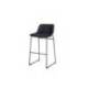 TABURETE ALTO ROCADA CON ASIENTO Y RESPALDO BAJO TAPIZADO TELA IGNIFUGA BASE METALICA ACERO COLOR NEGRO