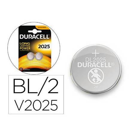 Pila alcalina boton Duracell CR2025 Blister 2 unidades