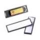 IDENTIFICADOR PORTANOMBRE DURABLE PVC ANTIARAÑAZOS CON IMAN Y EFECTO LUPA COLOR NEGRO 67X17 MM