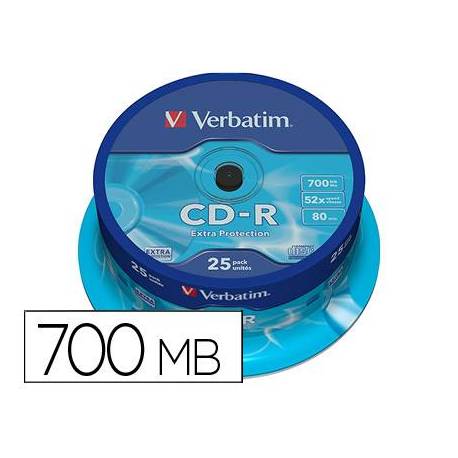 CD-R-VERBATIM Capacidad 700MB 80 min 52x