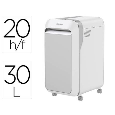 DESTRUCTORA DE DOCUMENTOS FELLOWES LX221 CAPACIDAD DE CORTE 20H SEGURIDAD P5 CLIPS GRAPAS Y TARJETAS 30L BLANCA