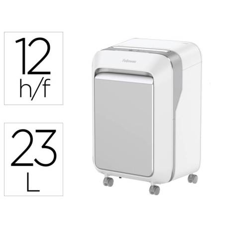 DESTRUCTORA DE DOCUMENTOS FELLOWES LX211 CAPACIDAD DE 12 HOJAS SEGURIDAD P5 BLANCA PAPELERA 23 L GRAPAS