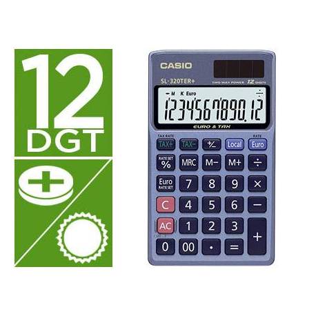 Calculadora Bolsillo Casio SL-320TER 12 digitos Azul