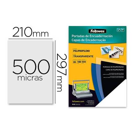 Tapa de Encuadernacion Polipropeno Fellowes DIN A4 Color Escarchado 500 micras pack 100 uds