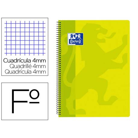 Bloc Oxford Folio School Classic Cuadricula 4 mm 80 hojas color Verde lima