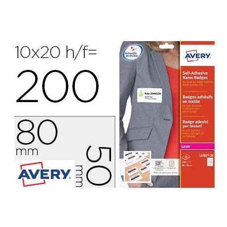 Etiqueta adhesiva Avery 80x50 mm Acetato de Seda removible láser caja de 100