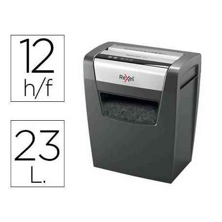 Destructora de documentos Rexel Momentum X312 en partículas 12 hojas 23 L Nivel de seguridad 3 en Negro