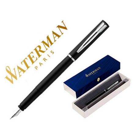 PLUMA WATERMAN ALLURE LACA NEGRA EN ESTUCHE DE REGALO TINTA AZUL