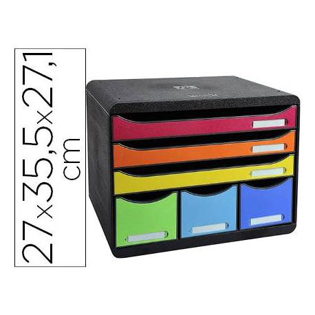 Fichero cajones sobremesa Exacompta Iderama Arlequin 6 cajones multicolores 270x355x271 mm.