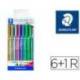 Rotulador Marcador Staedtler Metálico 8323 de Colores Surtidos Blister 6 unidades+Rotulador Calibrado 308 C2-9