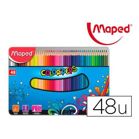 Lapices de colores Maped Color Peps Caja Metalica de 48 lapices