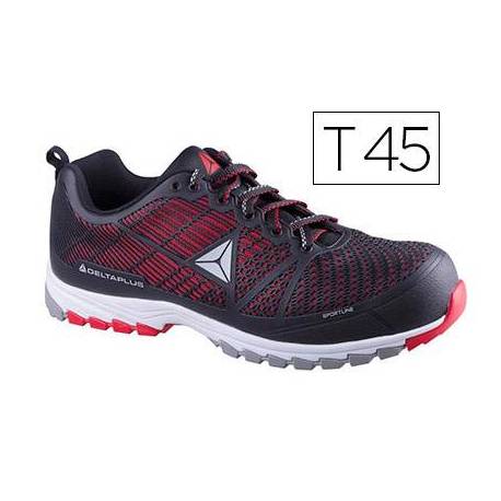 Zapatos de seguridad de Poliuretano marca DeltaPlus Negro y Rojo talla 45