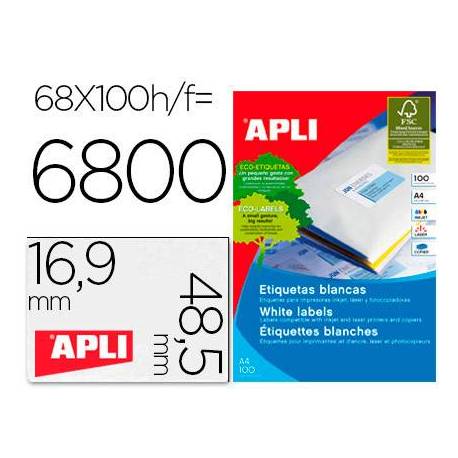 Etiquetas adhesivas Apli 48,5x16,9 mm ref 01282 caja de 100h