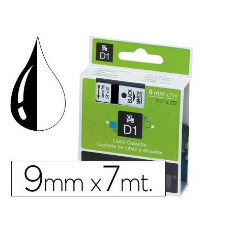 Cinta Dymo D1 Blanco Poliéster 9mmx7mt