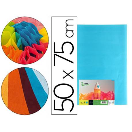Papel seda marca Liderpapel celeste paquete 25 hojas