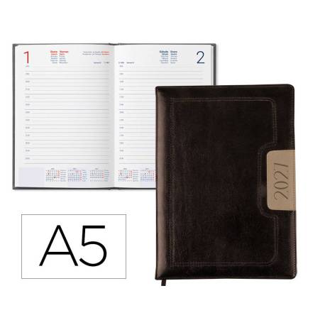 AGENDA ENCUADERNADA LIDERPAPEL 2027 DORIOS 15X21 CM DIA PAGINA BILINGUE PAPEL 70 G FSC DESIGN 1