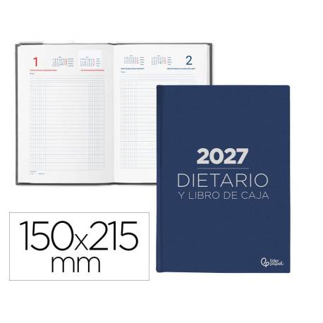 DIETARIO LIDERPAPEL 2027 CUARTO 150X215 MM DIA PAGINA BILINGUE COLOR AZUL PAPEL 70 G FSC