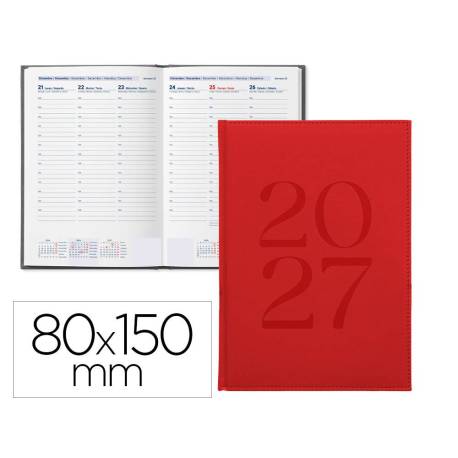 AGENDA OFICINA LIDERPAPEL 2027 ENCUADERNADA CRETA SEMANA VISTA 80X150 MM BILINGUE 70G PAPEL FSC