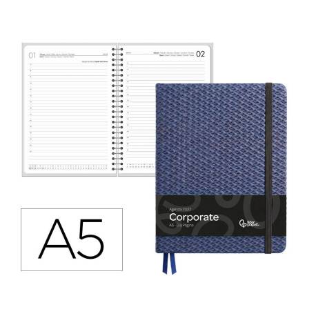 AGENDA OFICINA LIDERPAPEL 2027 ENCUADERNADA CORPORATE B DIA PAGINA A5 BILINGUE 70G PAPEL FSC DESIGN 2