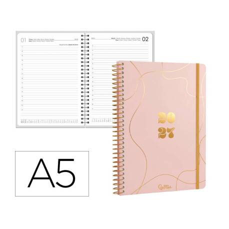 AGENDA OFICINA LIDERPAPEL 2027 ESPIRAL PERISSA DIA PAGINA A5 BILINGUE 80G PAPEL FSC DESIGN 3