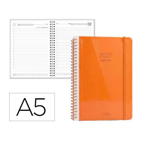 AGENDA OFICINA LIDERPAPEL 2027 ESPIRAL NEON DIA PAGINA A5 BILINGUE 70G PAPEL FSC DESIGN 4