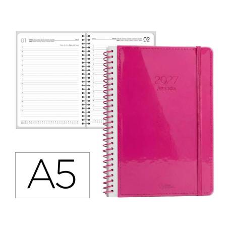 AGENDA OFICINA LIDERPAPEL 2027 ESPIRAL NEON DIA PAGINA A5 BILINGUE 70G PAPEL FSC DESIGN 1