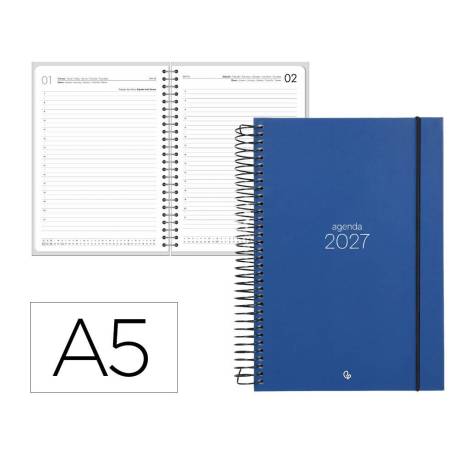 AGENDA OFICINA LIDERPAPEL 2027 ESPIRAL OLBIA DIA PAGINA A5 BILINGUE 60G PAPEL FSC DESIGN 2