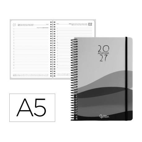 AGENDA OFICINA LIDERPAPEL 2027 ESPIRAL GAZI DIA PAGINA A5 BILINGUE 70G PAPEL FSC DESIGN 1