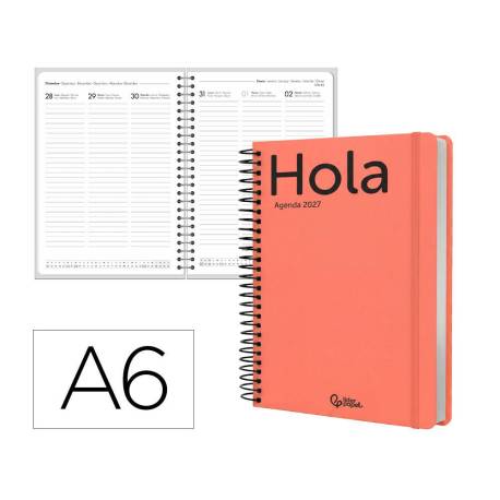 AGENDA OFICINA LIDERPAPEL 2027 ESPIRAL CLASSIC SEMANA VISTA A6 BILINGUE 70G PAPEL FSC DESIGN 6