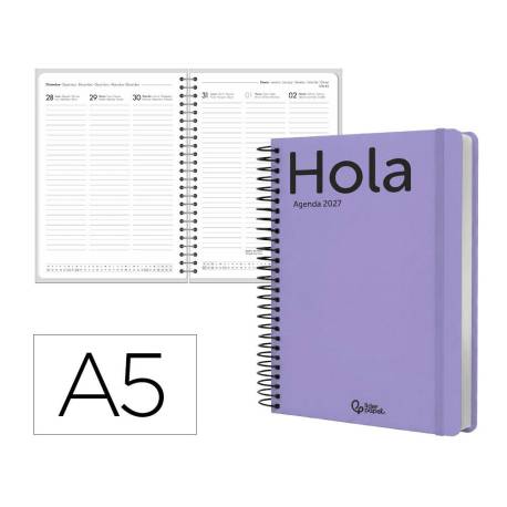 AGENDA OFICINA LIDERPAPEL 2027 ESPIRAL CLASSIC SEMANA VISTA A5 BILINGUE 70G PAPEL FSC DESIGN 5