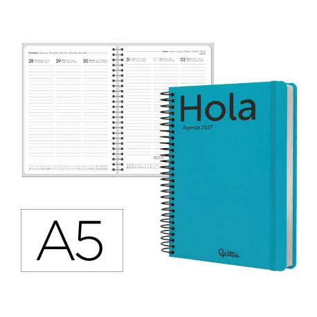 AGENDA OFICINA LIDERPAPEL 2027 ESPIRAL CLASSIC SEMANA VISTA A5 BILINGUE 70G PAPEL FSC DESIGN 4