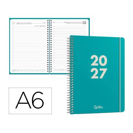 AGENDA OFICINA LIDERPAPEL 2027 ESPIRAL BASIC DIA PAGINA A6 BILINGUE 60G PAPEL FSC DESIGN 5