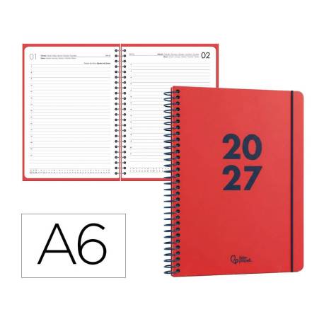 AGENDA OFICINA LIDERPAPEL 2027 ESPIRAL BASIC DIA PAGINA A6 BILINGUE 60G PAPEL FSC DESIGN 3