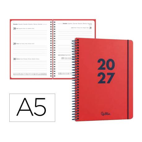 AGENDA OFICINA LIDERPAPEL 2027 ESPIRAL BASIC SEMANA VISTA A5 BILINGUE 60G PAPEL FSC DESIGN 3