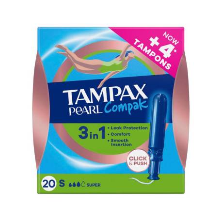 TAMPON TAMPAX PEARL COMPAK SUPER CAJA DE 20 UNIDADES