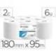 PAPEL SECAMANOS LUCART CELULOSA VIRGEN 16,5 G 2 CAPAS 180 MM X 95 M PAQUETE DE 6 ROLLOS